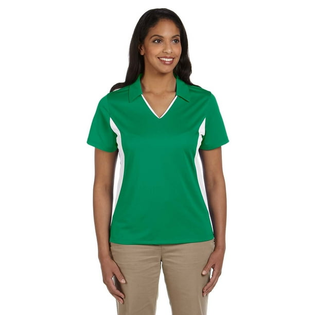 DARK GREEN/WHITE Harriton Ladies Side Blocked Micro-Pique Polo 2XL DARK GREEN/WHITE Harriton Ladies Side Blocked Micro-Pique Polo 2XL